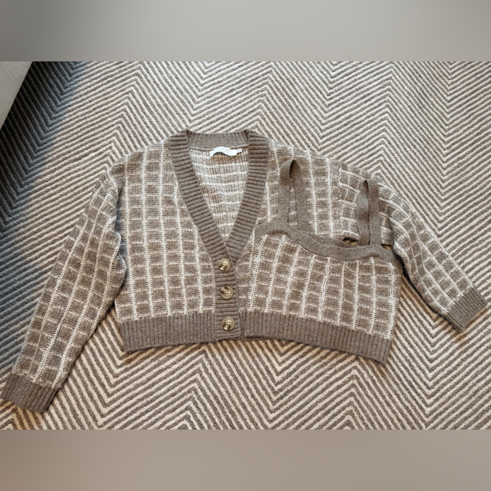 Astr Tan and Cream Knit Set